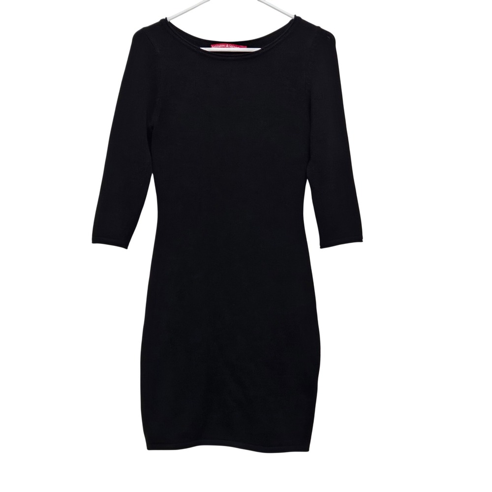 Krimson Klover Sweater Dress Womens Medium Black 3/4‎ Sleeve Bodycon Minimalist